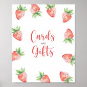 水の色いちごカードとギフト赤ちゃんシャワー ポスター (正面)