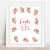 水の色いちごカードとギフト赤ちゃんシャワー ポスター