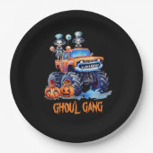 水の色おもしろいスケルトンGhoul集団ハロウィーン ペーパープレート (正面)