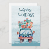 水の色おもしろい冬クリスマスツリートラックホリ シーズンカード (正面/裏面)