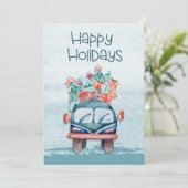 水の色おもしろい冬クリスマスツリートラックホリ シーズンカード (スタンド正面)