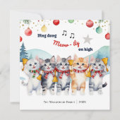 水の色おもしろい猫の聖歌隊クリスマス シーズンカード (正面)