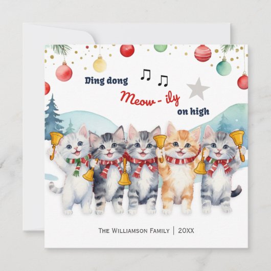 水の色おもしろい猫の聖歌隊クリスマス シーズンカード