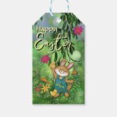 水の色お洒落イースターバニー ギフトタグ (正面)