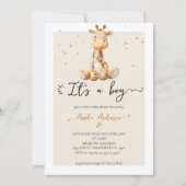 水の色お洒落キリンの緑豊かな赤ちゃんシャワー 招待状 (正面)