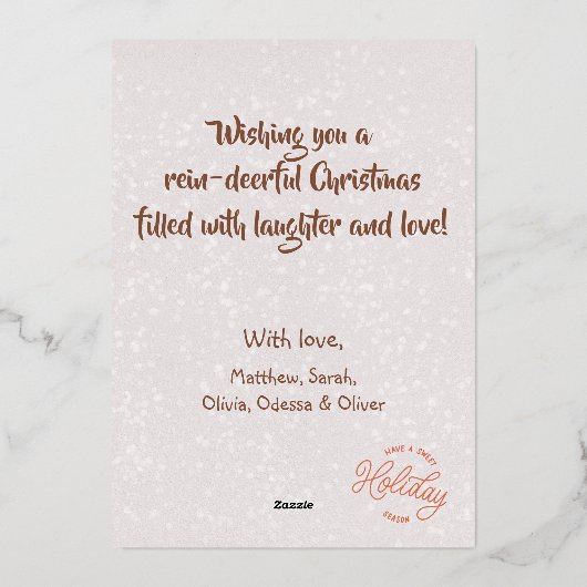 水の色お洒落クリスマストナカイバラ金ゴールド 箔シーズンカード (裏面)