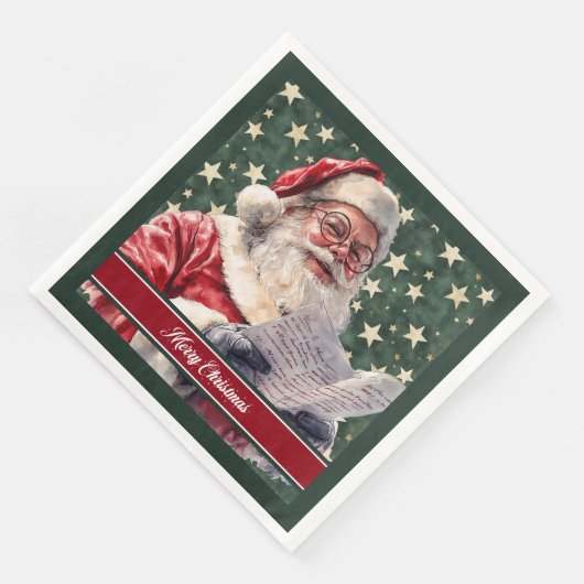 水の色お洒落サンタクロースのギフトナプキンス (コーナー)
