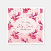 水の色お洒落ピンクのドラゴンベビーシャワー スタンダードカクテルナプキン (正面)