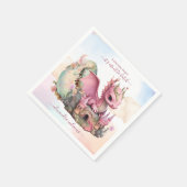 水の色お洒落ピンクのドラゴンベビーシャワー スタンダードカクテルナプキン (角)