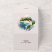 水の色お洒落モルディブ目的地の結婚式 オールインワン招待状 (外側)