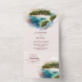 水の色お洒落モルディブ目的地の結婚式 オールインワン招待状 (内側)