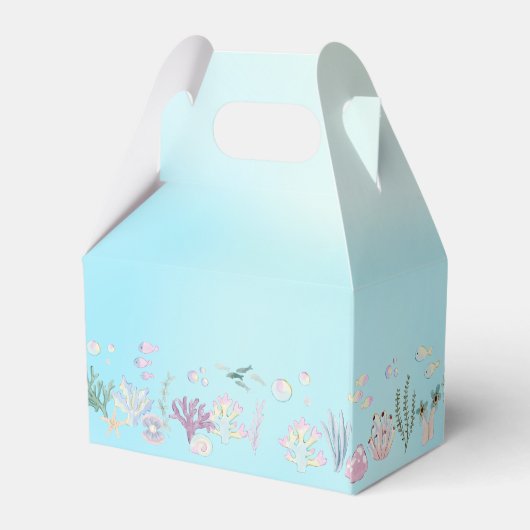 水の色お洒落人魚の誕生日パーティー フェイバーボックス (裏面サイド)