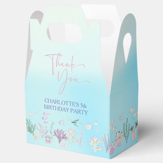 水の色お洒落人魚の誕生日パーティー フェイバーボックス (オープン)