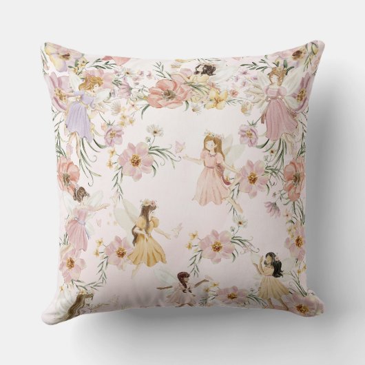 水の色お洒落妖精の山花草原 クッション (裏面)