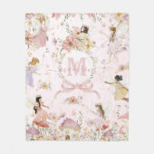 水の色お洒落妖精の山花草原 フリースブランケット (正面)