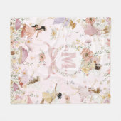 水の色お洒落妖精の山花草原 フリースブランケット (正面(横))