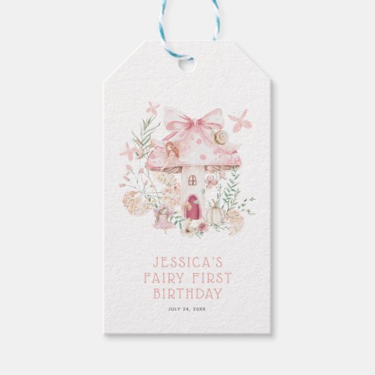 水の色お洒落妖精1日の誕生日 ギフトタグ (正面)