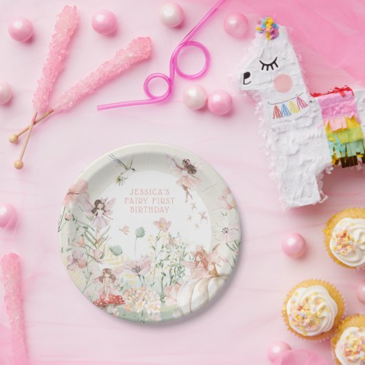 水の色お洒落妖精1日の誕生日 ペーパープレート (パーティー)