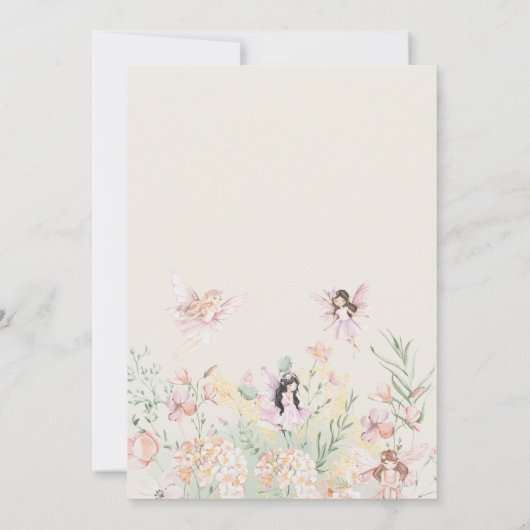 水の色お洒落妖精1日の誕生日 招待状 (裏面)