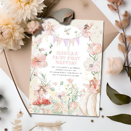 水の色お洒落妖精1日の誕生日 招待状