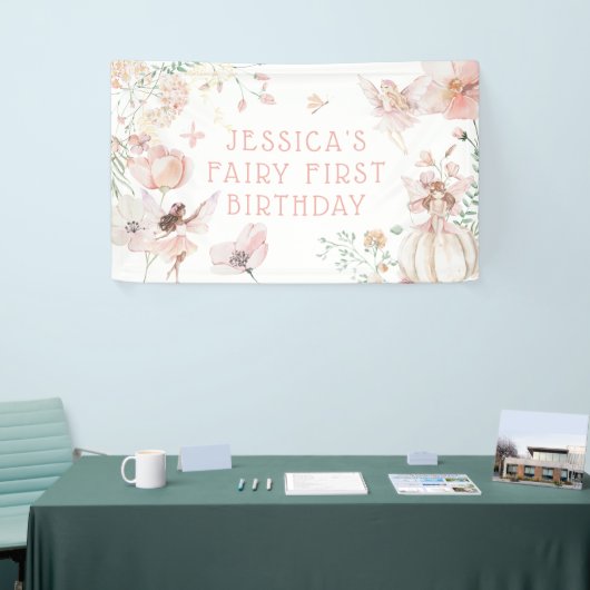 水の色お洒落妖精1日の誕生日 横断幕 (トレードショー)