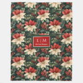 水の色お洒落深い赤い緑のクリスマスのラップ フリースブランケット (正面)