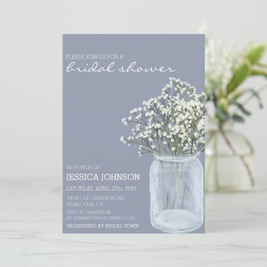 水の色お洒落赤ちゃんの呼吸ブライダルシャワー 招待状 (スタンド正面)