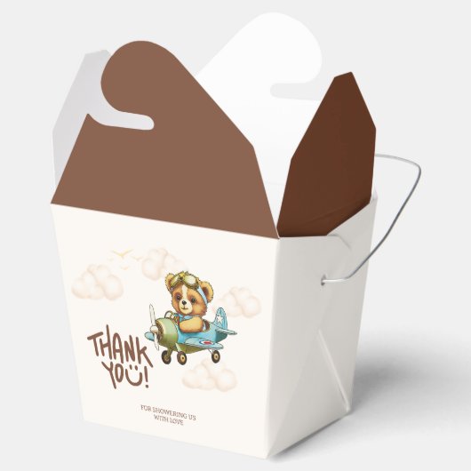 水の色お洒落飛行機テディベアありがとう フェイバーボックス (オープン)