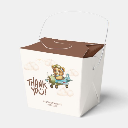 水の色お洒落飛行機テディベアありがとう フェイバーボックス (正面サイド)