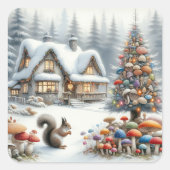 水の色お洒落魔法のおとぎ話クリスマス スクエアシール (正面)