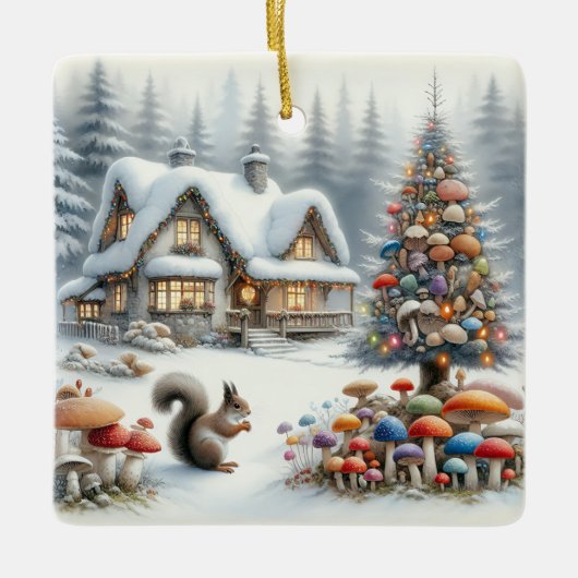 水の色お洒落魔法のおとぎ話クリスマス セラミックオーナメント (正面)