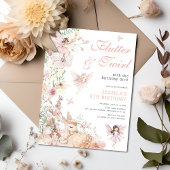 水の色お洒落魔法の妖精ガールズ誕生日 招待状