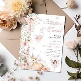 水の色お洒落魔法の妖精ガールズ誕生日 招待状