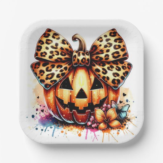 水の色かぼちゃと弓 ペーパープレート (正面)