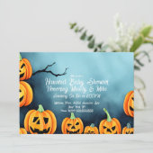 水の色かぼちゃのシーンハロウィーン赤ちゃんシャワー 招待状 (スタンド正面)