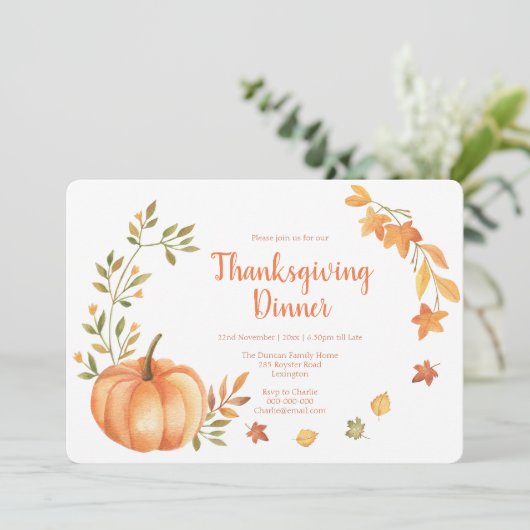 水の色かぼちゃの収穫感謝祭 招待状 (スタンド正面)