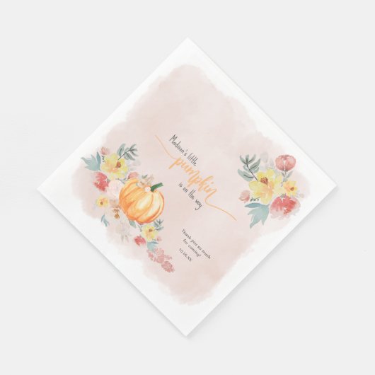 水の色かぼちゃの女の子の赤ちゃんシャワー スタンダードランチョンナプキン (角)