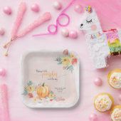 水の色かぼちゃの女の子の赤ちゃんシャワー ペーパープレート (パーティー)