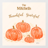 水の色かぼちゃの彫刻パーソナライズ名 ウィンドウサイン (シート)