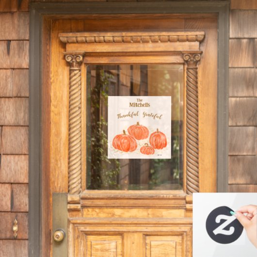 水の色かぼちゃの彫刻パーソナライズ名 ウィンドウサイン (ホームデコレーション)