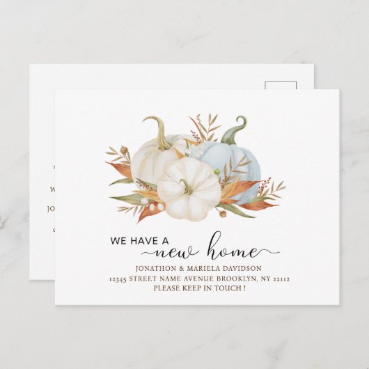 水の色かぼちゃの新しいホームの移動発表 ポストカード (正面/裏面)