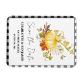 水の色かぼちゃの秋の結婚式日付を保存 マグネット (横)