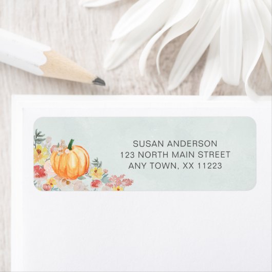 水の色かぼちゃの赤ちゃんシャワー ラベル (インサイチュ)