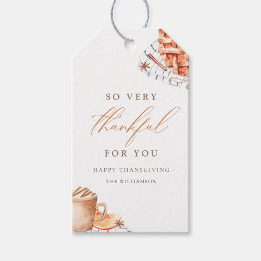 水の色かぼちゃパイ感謝祭ディナー ギフトタグ (正面)