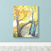 水の色から輝く黄金色の秋の風景 キャンバスプリント (インサイチュ (ウッドフロア))
