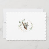 水の色かわいいコアラ緑の金ゴールド赤ちゃんシャワー サンキューカード (裏面)