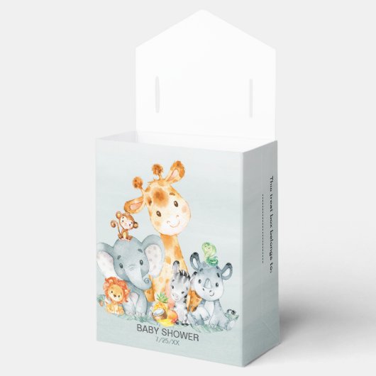 水の色かわいいサファリジャングルガールベビーシャワー フェイバーボックス (オープン)
