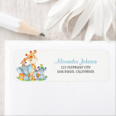 水の色かわいいサファリジャングル動物の少年 ラベル (インサイチュ)