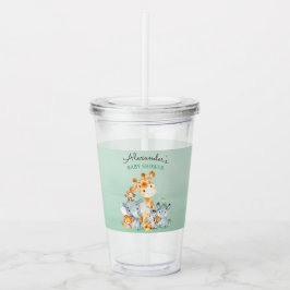 水の色かわいいサファリジャングル動物ベビーシャワー アクリルタンブラー