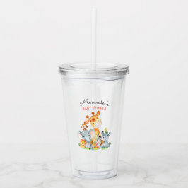 水の色かわいいサファリジャングル動物ベビーシャワー アクリルタンブラー